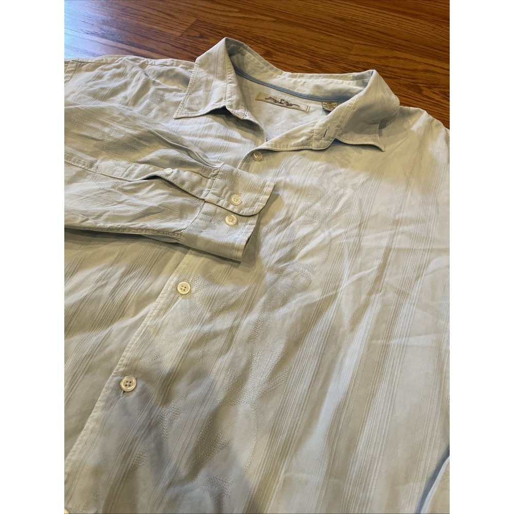 Tommy Bahama Men's Lyocell Blend Button Up Blue Textured Size 2XL Beach Preppy